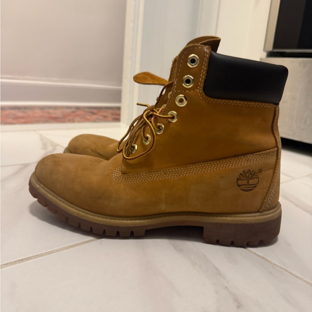 Timberland Wheat Nubuck Boots with Black Collar - Classic Boots